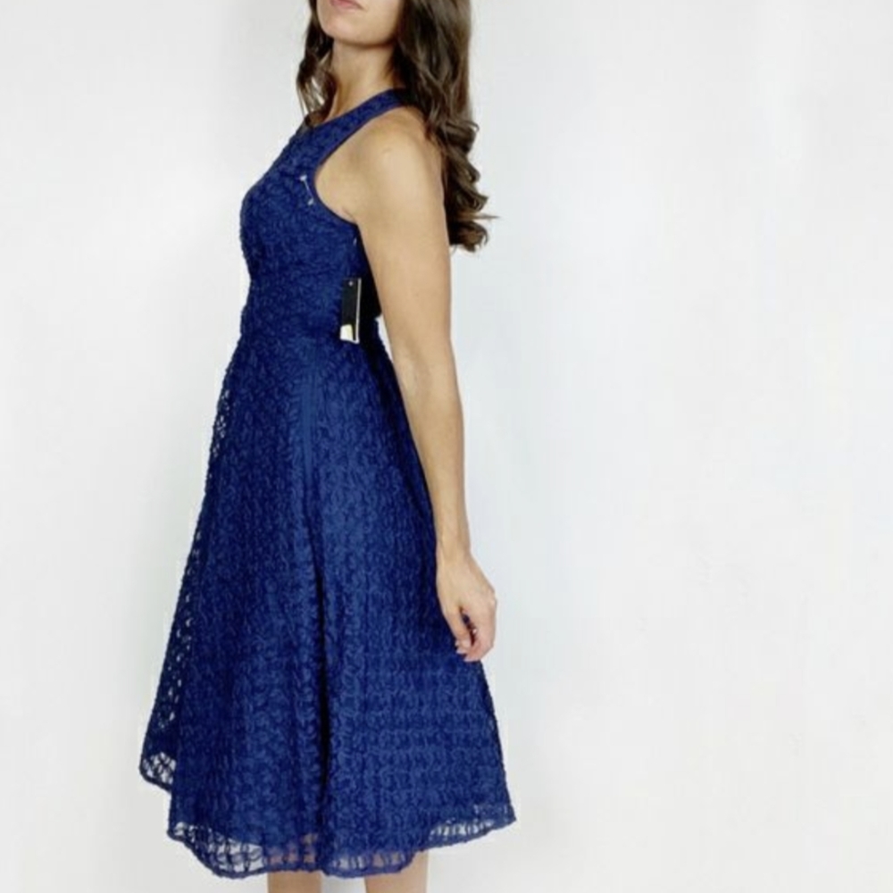 NICOLE MILLER‎ Floral Lace Cross Back Midi Dress Sz 8